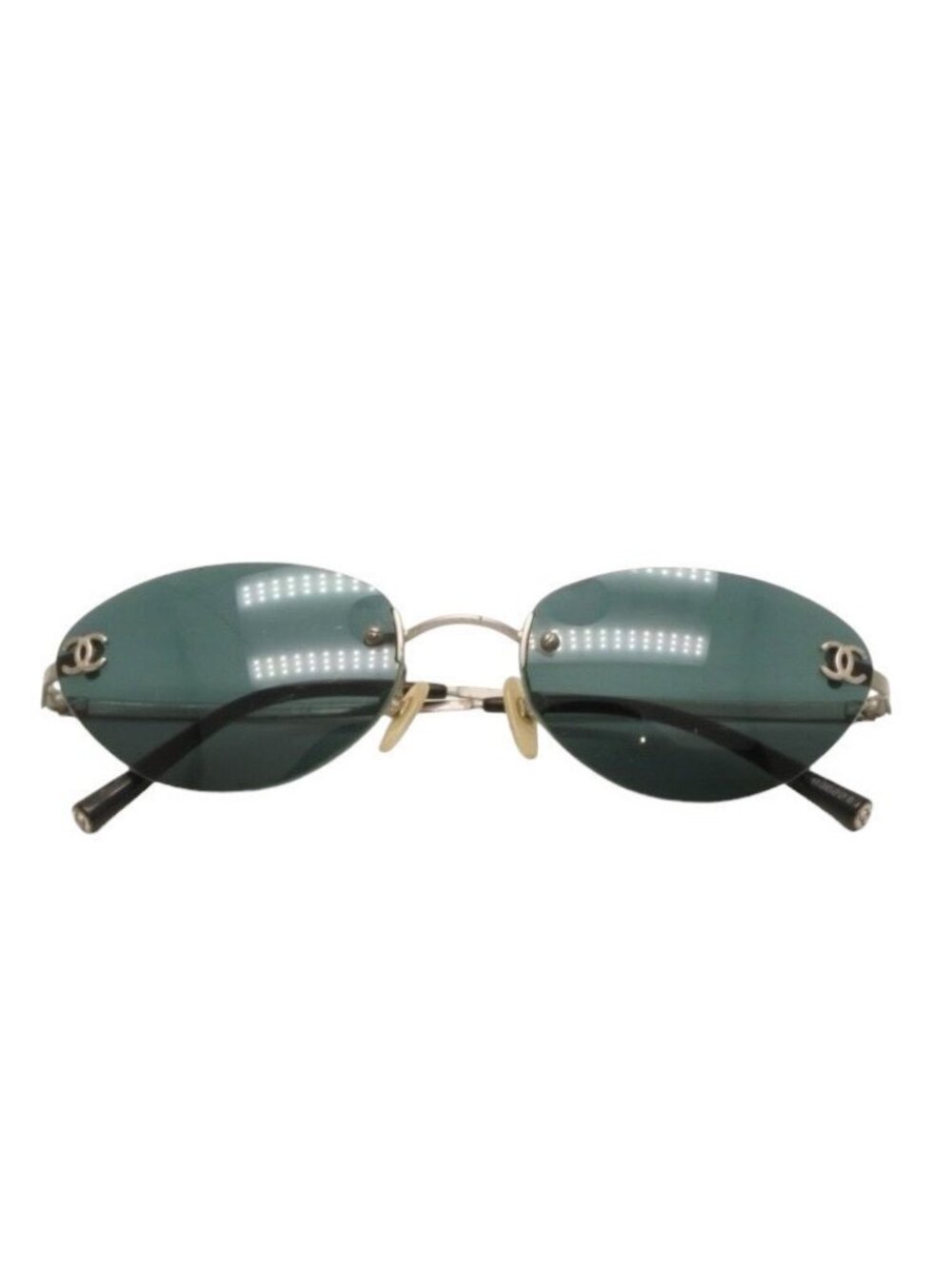 Chanel Rimless Sunglasses Eyewear CC Logo Silver